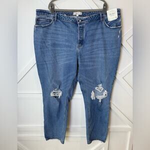 NWT Abercrombie & Fitch Curve Love The Dad High Rise Distressed Jean Size 37/24R